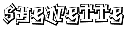 The clipart image depicts the word Shenette in a style reminiscent of graffiti. The letters are drawn in a bold, block-like script with sharp angles and a three-dimensional appearance.