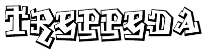 The clipart image depicts the word Treppeda in a style reminiscent of graffiti. The letters are drawn in a bold, block-like script with sharp angles and a three-dimensional appearance.