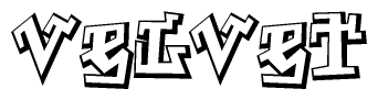 The clipart image features a stylized text in a graffiti font that reads Velvet.
