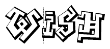 The clipart image depicts the word Wish in a style reminiscent of graffiti. The letters are drawn in a bold, block-like script with sharp angles and a three-dimensional appearance.