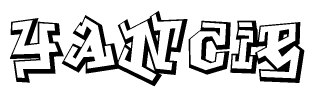 The clipart image depicts the word Yancie in a style reminiscent of graffiti. The letters are drawn in a bold, block-like script with sharp angles and a three-dimensional appearance.