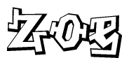 The clipart image features a stylized text in a graffiti font that reads Zoe.