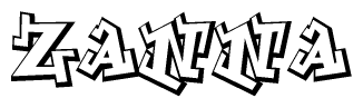 The image is a stylized representation of the letters Zanna designed to mimic the look of graffiti text. The letters are bold and have a three-dimensional appearance, with emphasis on angles and shadowing effects.