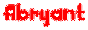 The image is a clipart featuring the word Abryant written in a stylized font with a heart shape replacing inserted into the center of each letter. The color scheme of the text and hearts is red with a light outline.