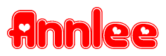 The image is a clipart featuring the word Annlee written in a stylized font with a heart shape replacing inserted into the center of each letter. The color scheme of the text and hearts is red with a light outline.