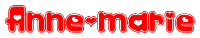 The image is a clipart featuring the word Anne-marie written in a stylized font with a heart shape replacing inserted into the center of each letter. The color scheme of the text and hearts is red with a light outline.