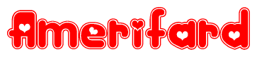 The image displays the word Amerifard written in a stylized red font with hearts inside the letters.