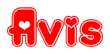 The image displays the word Avis written in a stylized red font with hearts inside the letters.