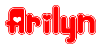 The image displays the word Arilyn written in a stylized red font with hearts inside the letters.