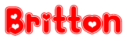 The image displays the word Britton written in a stylized red font with hearts inside the letters.
