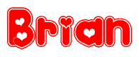 The image displays the word Brian written in a stylized red font with hearts inside the letters.