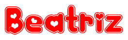 The image displays the word Beatriz written in a stylized red font with hearts inside the letters.