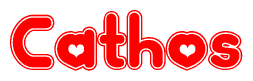 The image displays the word Cathos written in a stylized red font with hearts inside the letters.