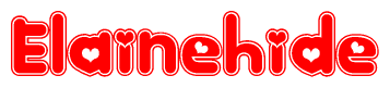 The image is a clipart featuring the word Elainehide written in a stylized font with a heart shape replacing inserted into the center of each letter. The color scheme of the text and hearts is red with a light outline.