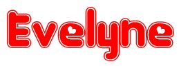 The image displays the word Evelyne written in a stylized red font with hearts inside the letters.