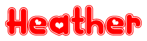 The image displays the word Heather written in a stylized red font with hearts inside the letters.