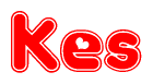 The image is a clipart featuring the word Kes written in a stylized font with a heart shape replacing inserted into the center of each letter. The color scheme of the text and hearts is red with a light outline.