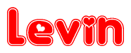 The image displays the word Levin written in a stylized red font with hearts inside the letters.