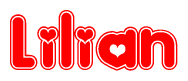 The image displays the word Lilian written in a stylized red font with hearts inside the letters.