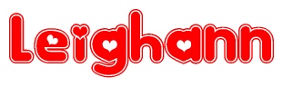 The image displays the word Leighann written in a stylized red font with hearts inside the letters.