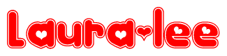 The image displays the word Laura-lee written in a stylized red font with hearts inside the letters.