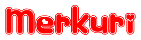 The image displays the word Merkuri written in a stylized red font with hearts inside the letters.