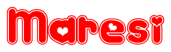 The image displays the word Maresi written in a stylized red font with hearts inside the letters.
