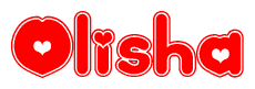 The image displays the word Olisha written in a stylized red font with hearts inside the letters.