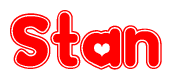 The image displays the word Stan written in a stylized red font with hearts inside the letters.