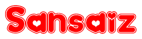 The image displays the word Sansaiz written in a stylized red font with hearts inside the letters.