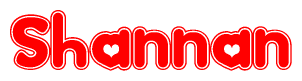 The image displays the word Shannan written in a stylized red font with hearts inside the letters.