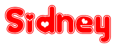 The image displays the word Sidney written in a stylized red font with hearts inside the letters.