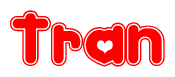 The image displays the word Tran written in a stylized red font with hearts inside the letters.