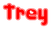 The image displays the word Trey written in a stylized red font with hearts inside the letters.