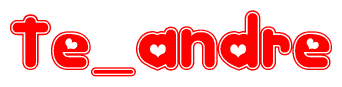 The image is a clipart featuring the word Te andre written in a stylized font with a heart shape replacing inserted into the center of each letter. The color scheme of the text and hearts is red with a light outline.