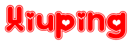 The image displays the word Xiuping written in a stylized red font with hearts inside the letters.