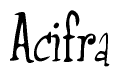 The image is a stylized text or script that reads 'Acifra' in a cursive or calligraphic font.