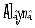 The image is a stylized text or script that reads 'Alayna' in a cursive or calligraphic font.