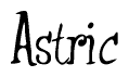 The image contains the word 'Astric' written in a cursive, stylized font.