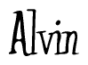 The image is a stylized text or script that reads 'Alvin' in a cursive or calligraphic font.