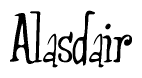 The image is of the word Alasdair stylized in a cursive script.