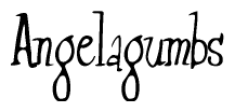 The image is a stylized text or script that reads 'Angelagumbs' in a cursive or calligraphic font.