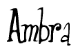 The image is a stylized text or script that reads 'Ambra' in a cursive or calligraphic font.