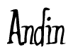 The image is of the word Andin stylized in a cursive script.