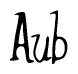 The image contains the word 'Aub' written in a cursive, stylized font.