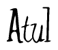 The image is a stylized text or script that reads 'Atul' in a cursive or calligraphic font.