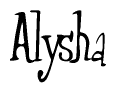 The image is a stylized text or script that reads 'Alysha' in a cursive or calligraphic font.