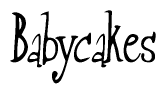 The image contains the word 'Babycakes' written in a cursive, stylized font.
