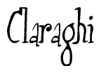 The image contains the word 'Claraghi' written in a cursive, stylized font.