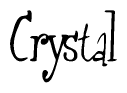 The image contains the word 'Crystal' written in a cursive, stylized font.